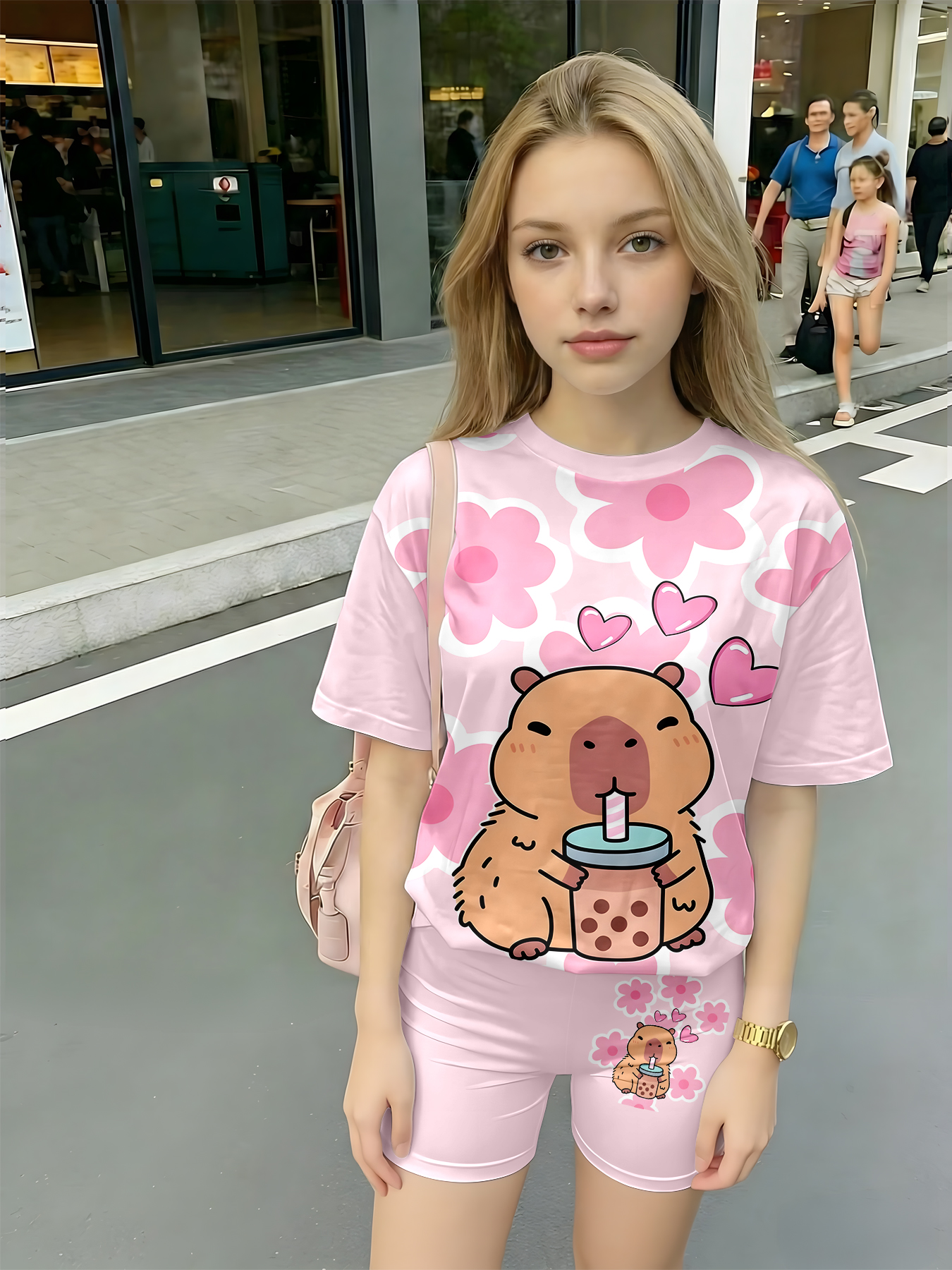 Spy Family Outfit - Kawaii Capybara Print Kids Pajama Set