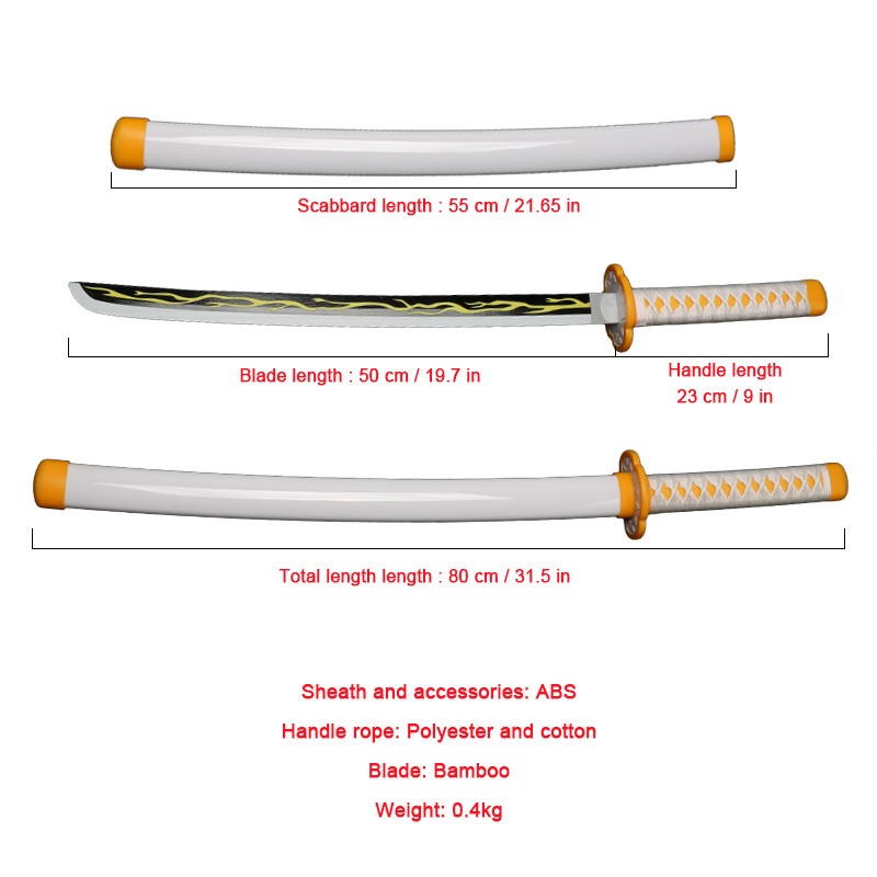 80cm/31.5in Katana Handmade Sw - Cosplay Anime Zenitsu incelemesi ve fiyatı