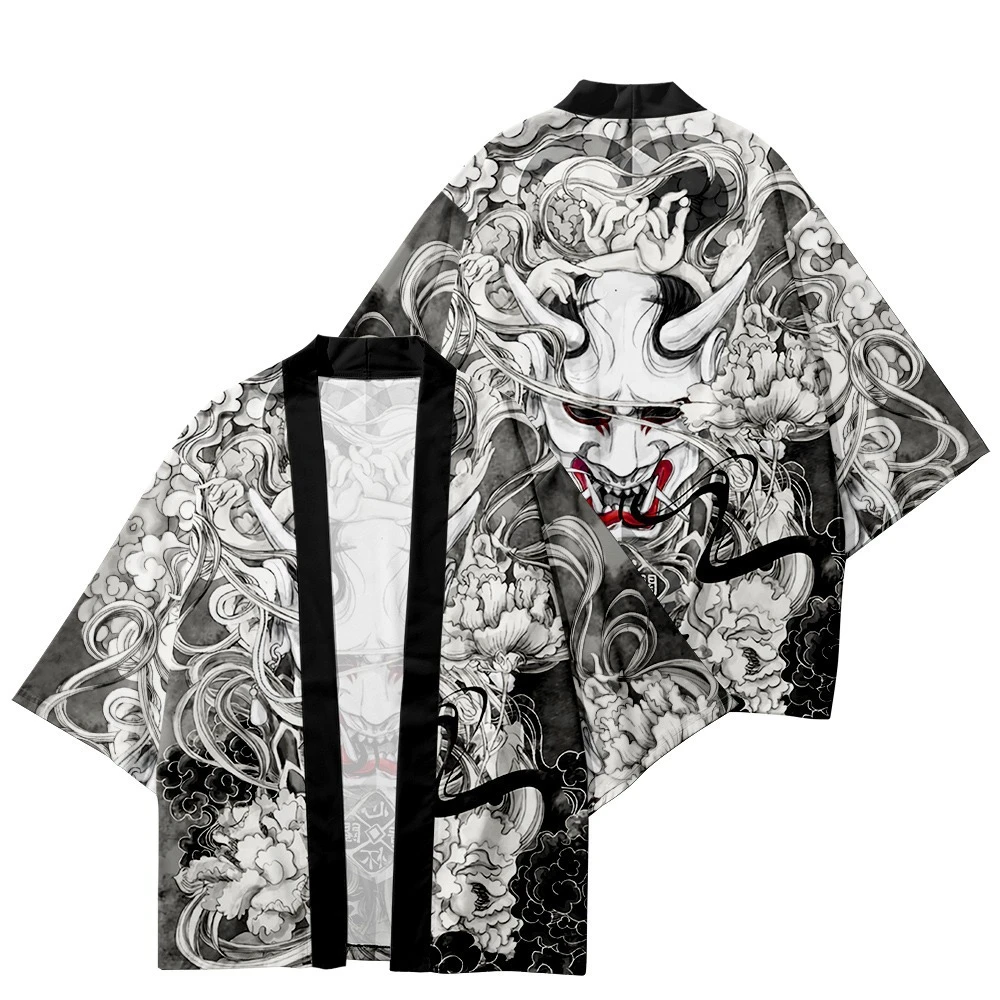 Demon Print Samurai Shirt Clot - Asian Cosplay Anime incelemesi ve fiyatı