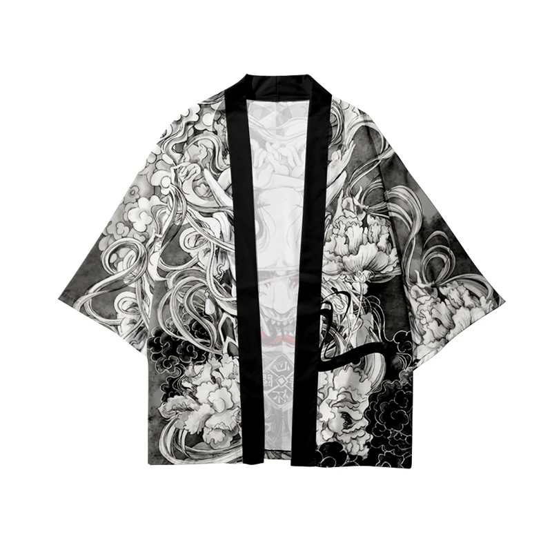 Demon Print Samurai Shirt Clot - Asian Cosplay Anime incelemesi ve fiyatı
