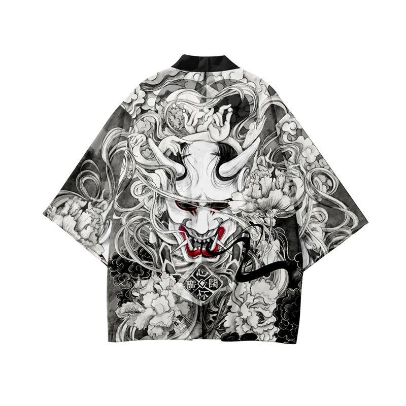 Demon Print Samurai Shirt Clot - Asian Cosplay Anime incelemesi ve fiyatı
