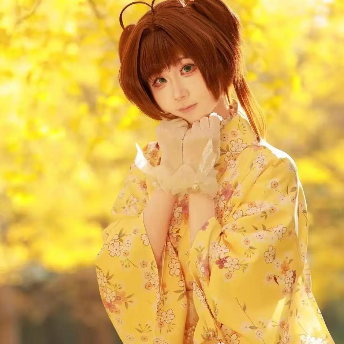 Cute Yellow Kimono Girls Japan - Asian Cosplay Anime incelemesi ve fiyatı